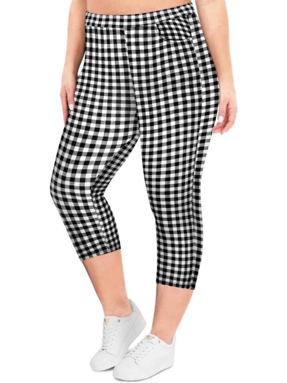 Plus Size High Waist Capri Leggings for Women - Tummy Control Knee-Length XL-5XL